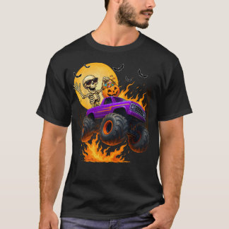 Camiseta Esqueleto espeluznante montando un camión monstruo