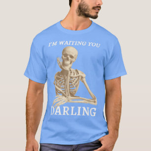 Camiseta esqueleto esperando amor amor óseo esqueleto metal