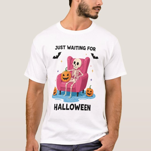Camiseta Esqueleto esperando Halloween (Anverso)