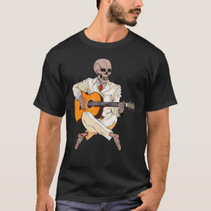 Camiseta Esqueleto Esqueleto tocando guitarra acústica de