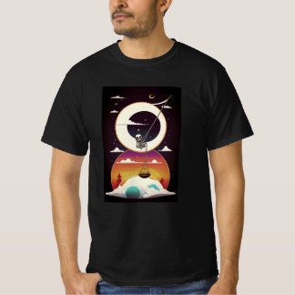 Camiseta Esqueleto está balanceándose en una luna