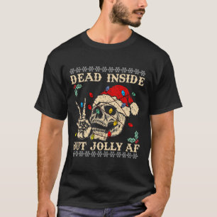 Camiseta Esqueleto Festivo Sarcástico y Burlón de Navidad F