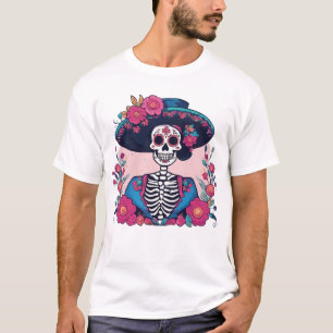 Camiseta Esqueleto floral de Sombrero