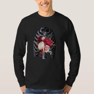 Camiseta Esqueleto floral X Ray caja torácica Flor Goth Hal
