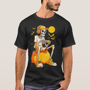 Camiseta Esqueleto Gamer Video Divertido de Juegos Hallowee