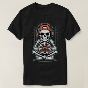 Camiseta Esqueleto genial de jugador con auriculares y cont