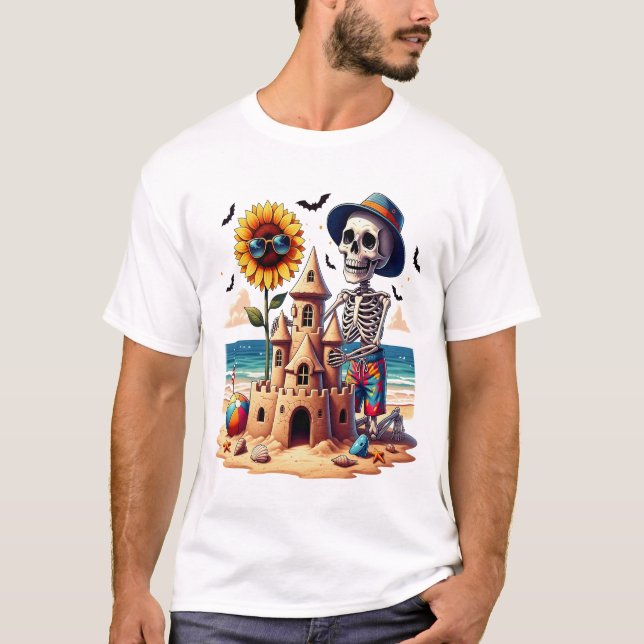 Camiseta Esqueleto genial en la playa (Anverso)