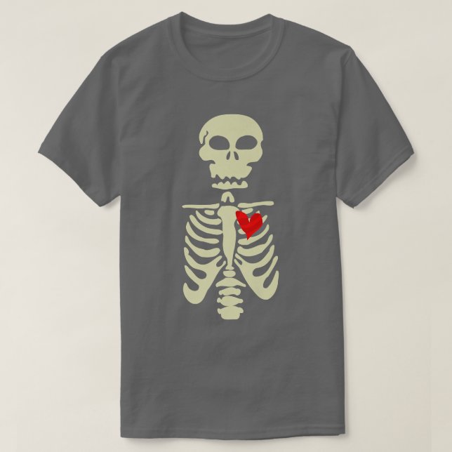 Camiseta esqueleto gótico día de San Valentín corazón hallo (Diseño del anverso)