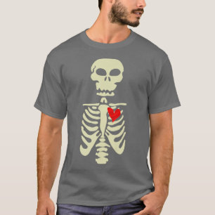 Camiseta esqueleto gótico día de San Valentín corazón hallo