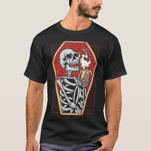 Camiseta Esqueleto Gótico en Ataúd Mall Goth Estética de Ha