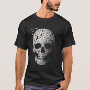 Camiseta Esqueleto Gótico Gráfico Horror Cráneo Halloween T