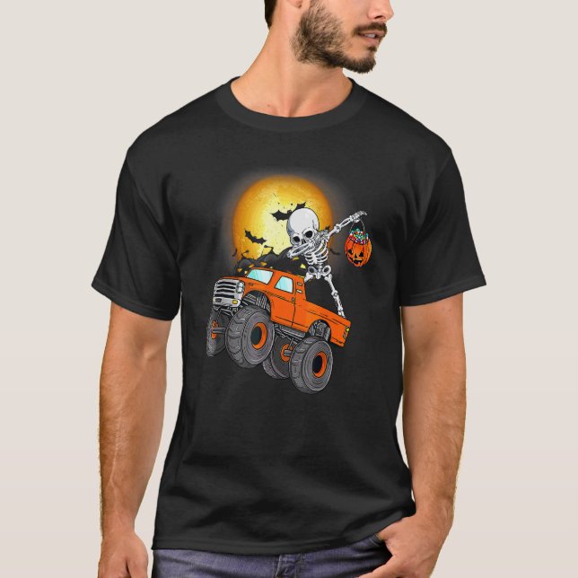 Camiseta Esqueleto haciendo Dabbing Camión Monstruo Hallowe (Anverso)