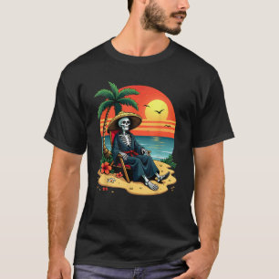Camiseta Esqueleto Hawaiano De Árbol De Palma En La Playa D