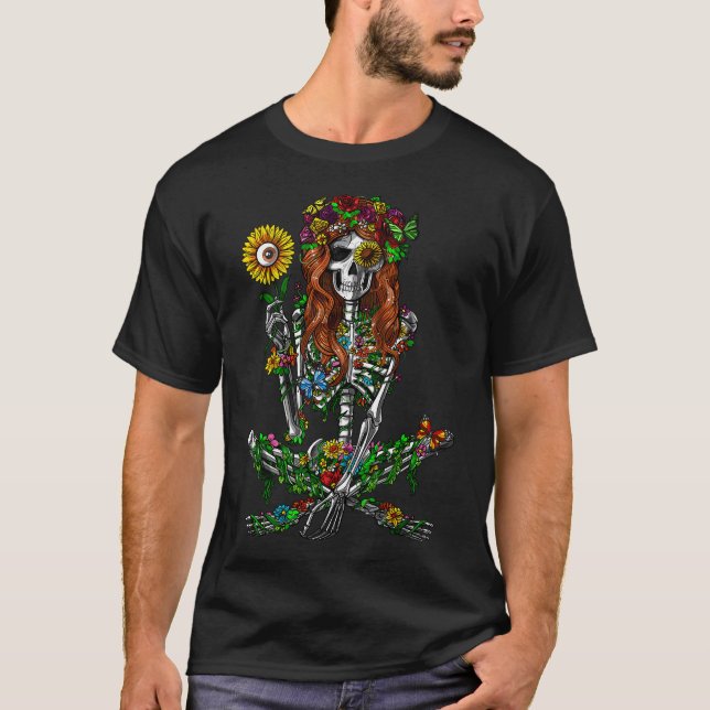 Camiseta Esqueleto Hippie (Anverso)