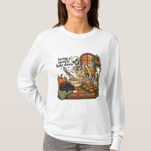 Camiseta Esqueleto Horneando Galletas Otoño Gato Negro Coci