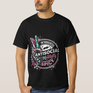 Camiseta Esqueleto introvertido antisocial mentalmente pica