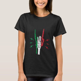 Camiseta Esqueleto italiano mano bandera italiana V-Neck