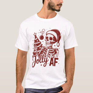 Camiseta Esqueleto Jolly Af Snarky Navidad Sarcástico Diver