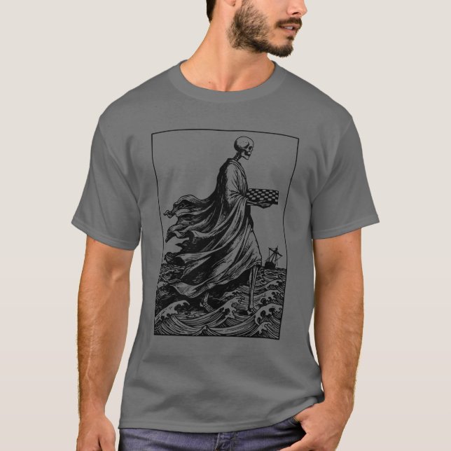 Camiseta esqueleto juega ajedrez (Anverso)