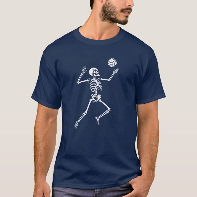 Camiseta esqueleto juega al voleibol (Anverso)