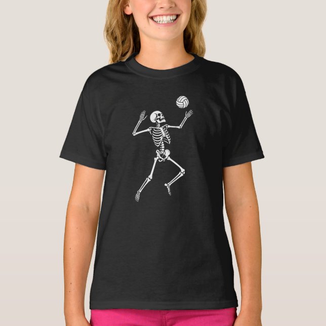 Camiseta esqueleto juega voleibol  (Anverso)