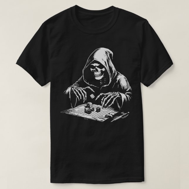 Camiseta esqueleto jugando a los dados (Diseño del anverso)