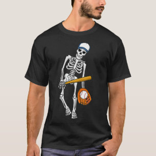 Camiseta Esqueleto jugando al béisbol perezoso disfraz de H