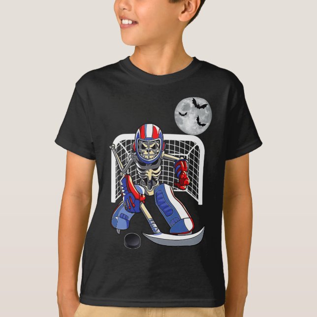 Camiseta Esqueleto jugando al hockey sobre hielo Feliz Día  (Anverso)