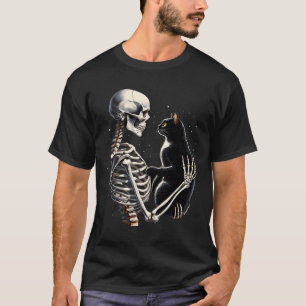 Camiseta Esqueleto jugando con un gráfico de gato Cráneo ga