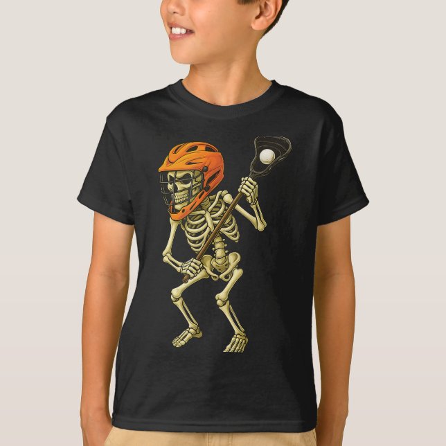 Camiseta Esqueleto jugando lacrosse jugadores divertidos de (Anverso)