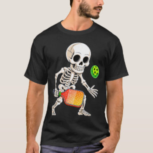 Camiseta Esqueleto jugando pickle ball disfraz de Halloween