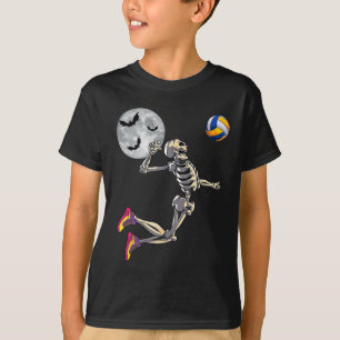 Camiseta Esqueleto Jugando Voleibol Feliz Día de Halloween 