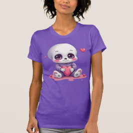 Camiseta Esqueleto Kawaii Sosteniendo Corazón