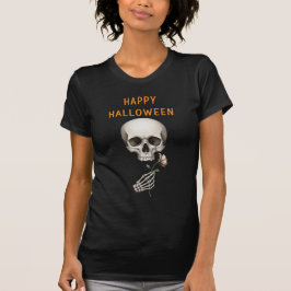 Camiseta Esqueleto llorando sosteniendo una Rosa de Hallowe