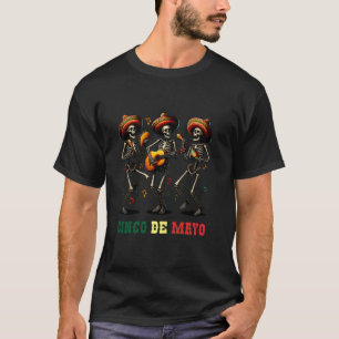 Camiseta Esqueleto Mariachi Sombrero Cinco De Mayo Mexicano