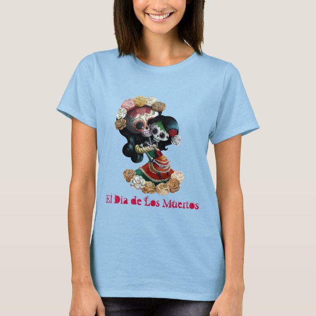 Camiseta Esqueleto mexicano Amor maternal (Anverso)