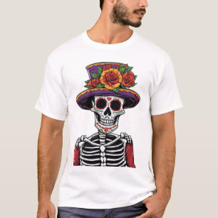 Camiseta Esqueleto mexicano con Gorra morado