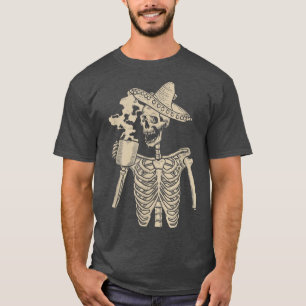 Camiseta Esqueleto mexicano para beber café dia de los muer
