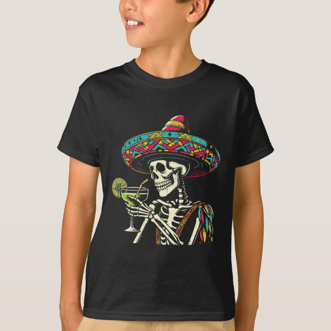 Camiseta Esqueleto mexicano Sombrero Cinco De Mayo (Anverso)