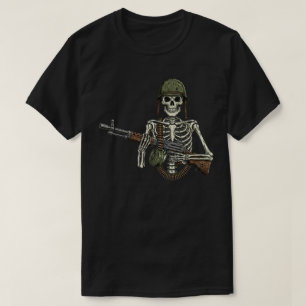 Camiseta Esqueleto militar con una pistola