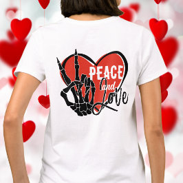 Camiseta Esqueleto moderno: paz y amor a mano