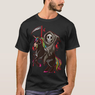 Camiseta Esqueleto montado en un oscuro unicornio