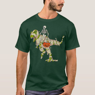 Camiseta esqueleto montando momia dinosaurio t rex hallowee