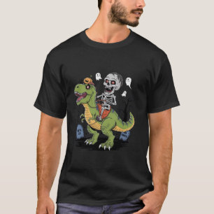 Camiseta esqueleto montando momia dinosaurio t rex hallowee
