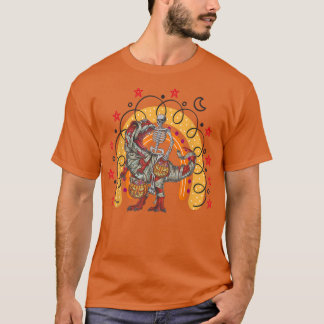 Camiseta Esqueleto montando momia dinosaurio t rex hallowee