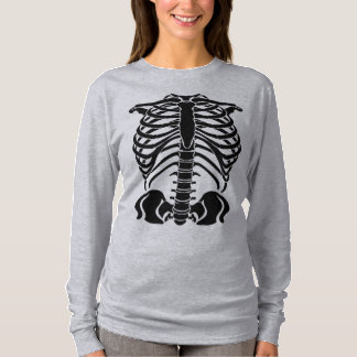 Camiseta Esqueleto Negro Jaula de Costillas