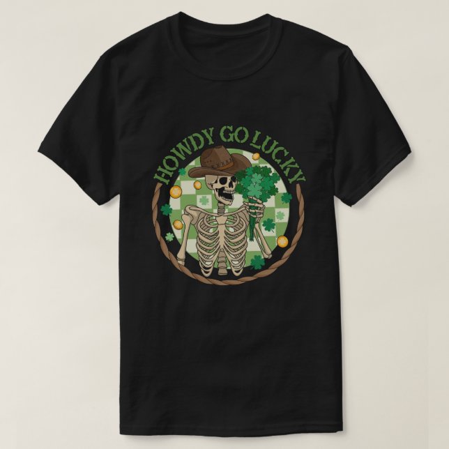 Camiseta Esqueleto Occidental Cómo Va Afortunado (Diseño del anverso)
