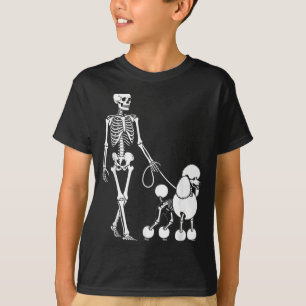 Camiseta Esqueleto Paseando Amantes de Perros Caniche Humor