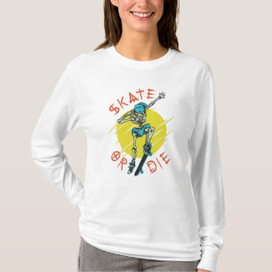 Camiseta Esqueleto patinador Skate o muere