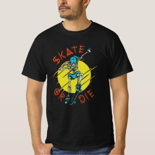 Camiseta Esqueleto patinador Skate o muere